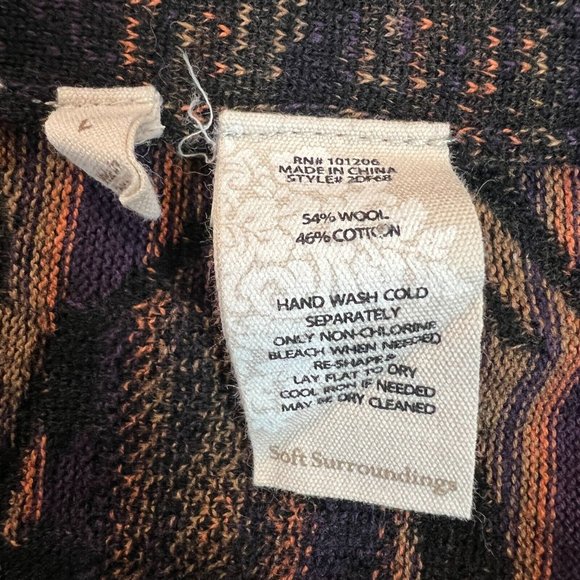 Soft Surroundings Cardigan Sweater Large Cascade Draped Wool Cotton Texture Knit - Picture 9 of 10